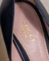 Gucci Navy Patent Leather Heels - size 36.5 with box