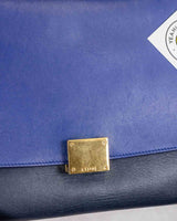 Celine Blue Leather And Suede Medium Trapeze Bag - with dust bag