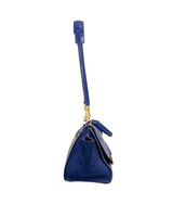 Celine Blue Leather And Suede Medium Trapeze Bag - with dust bag