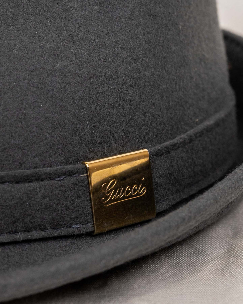 Gucci Grey Hat With Metallic Logo Detail