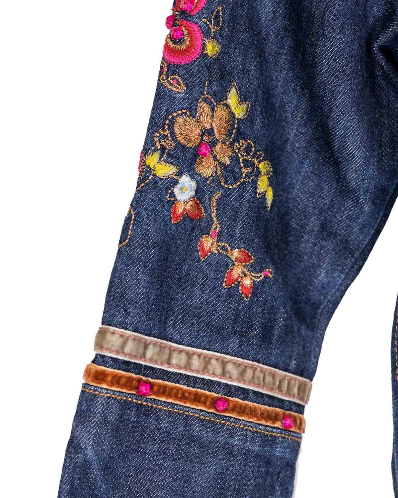 Kenzo Denim Jacket With Floral Embroidered