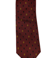 Gravata Vermelha Burberrys com Quadrados Amarelos 