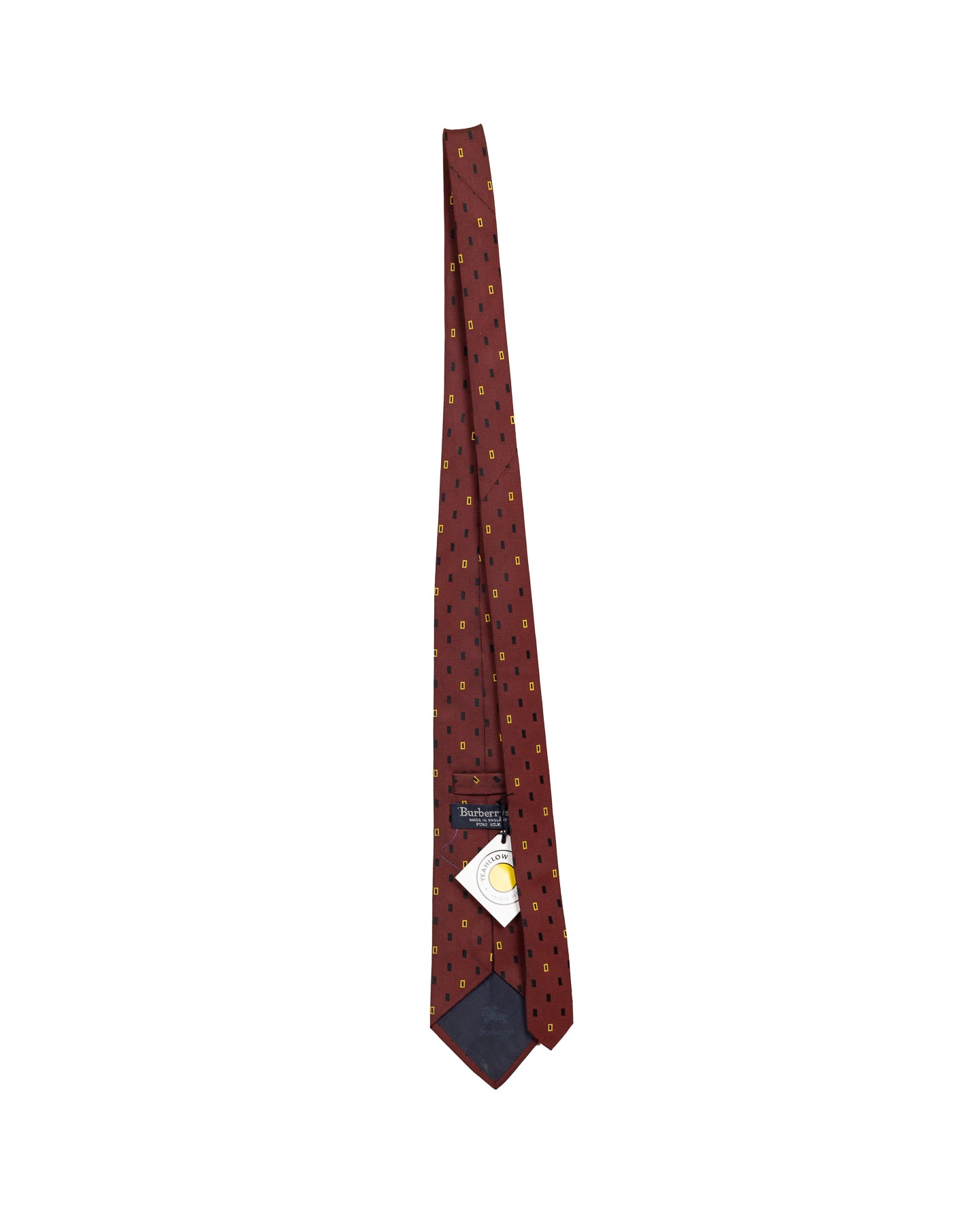 Burberrys Cravate Rouge à Carreaux Jaunes 