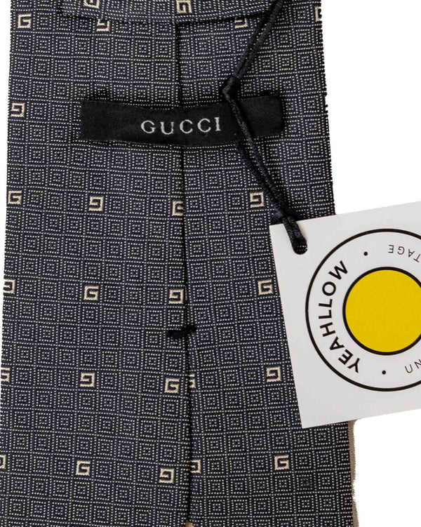 Gucci Grey Tie With GG Pattern