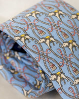 Burberrys Baby Blue Tie With Elephants
