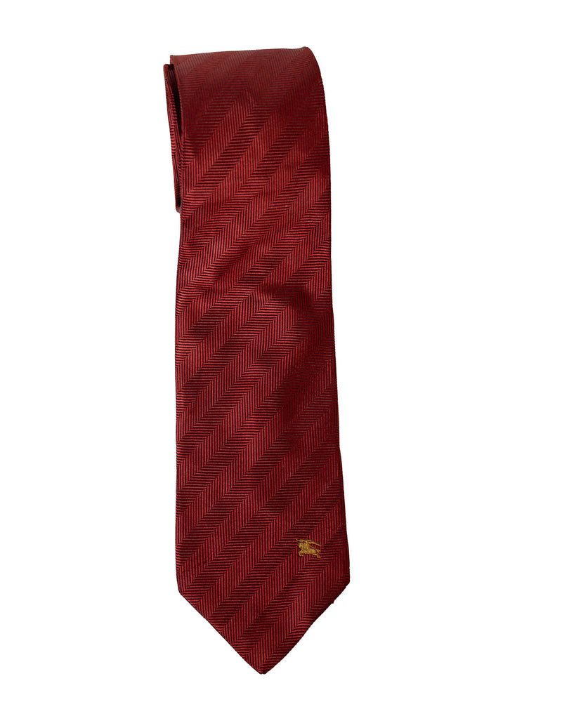 Burberrys Red Tie With Stripes