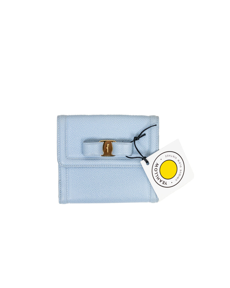 Salvatore Ferragamo Baby Blue Leather Wallet - with dust bag