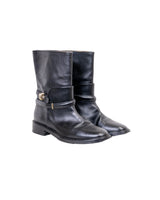 Balenciaga Leather Boots With Metal Detail - Size 38.5