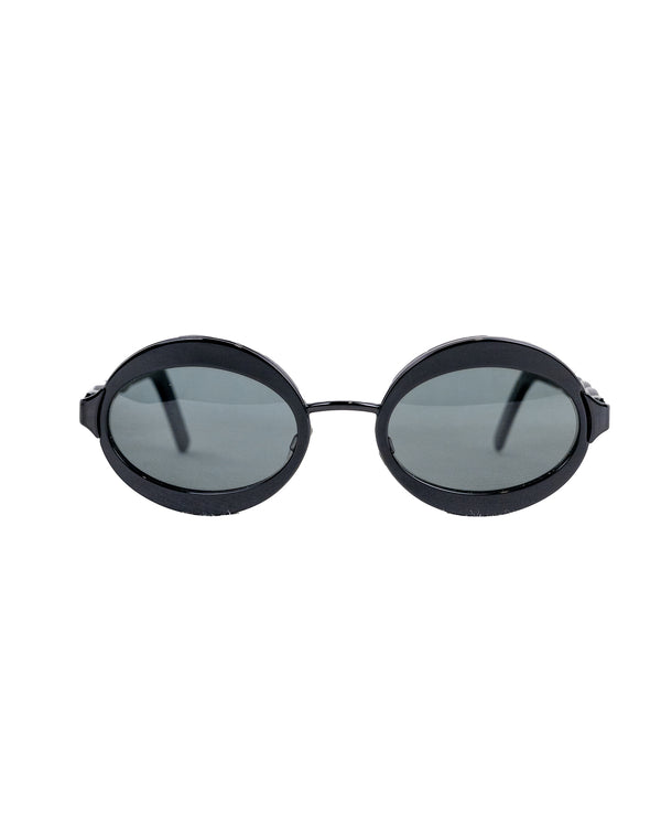Óculos de sol pretos com armação redonda Yves Saint Laurent 
