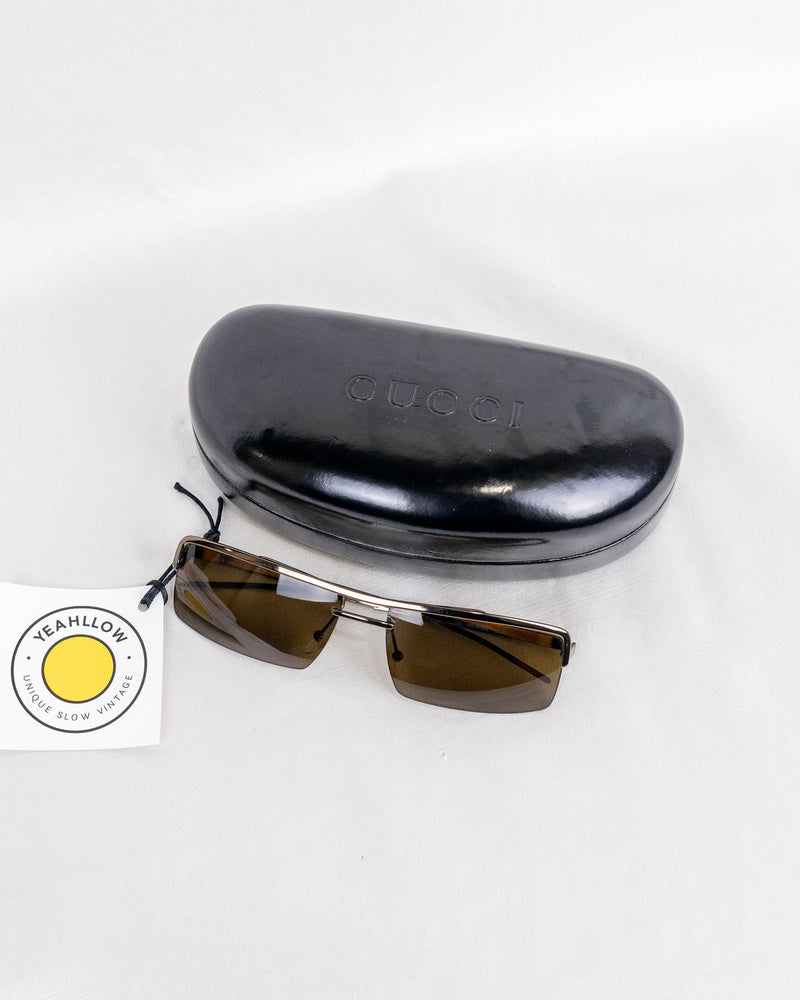 Óculos de Sol Gucci Marrons Retangulares - Com Caixa Original 