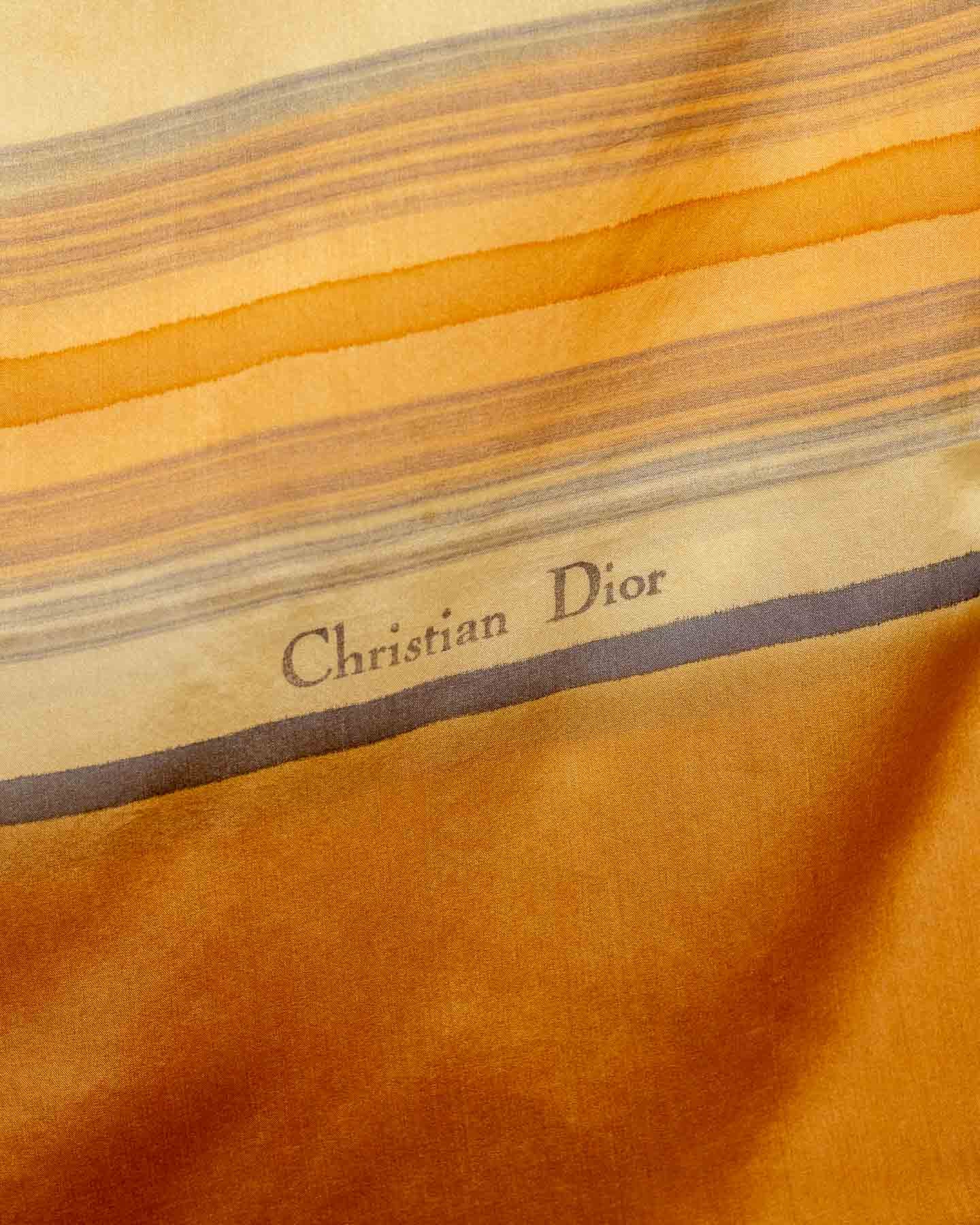 Christian Dior Foulard marron à rayures 