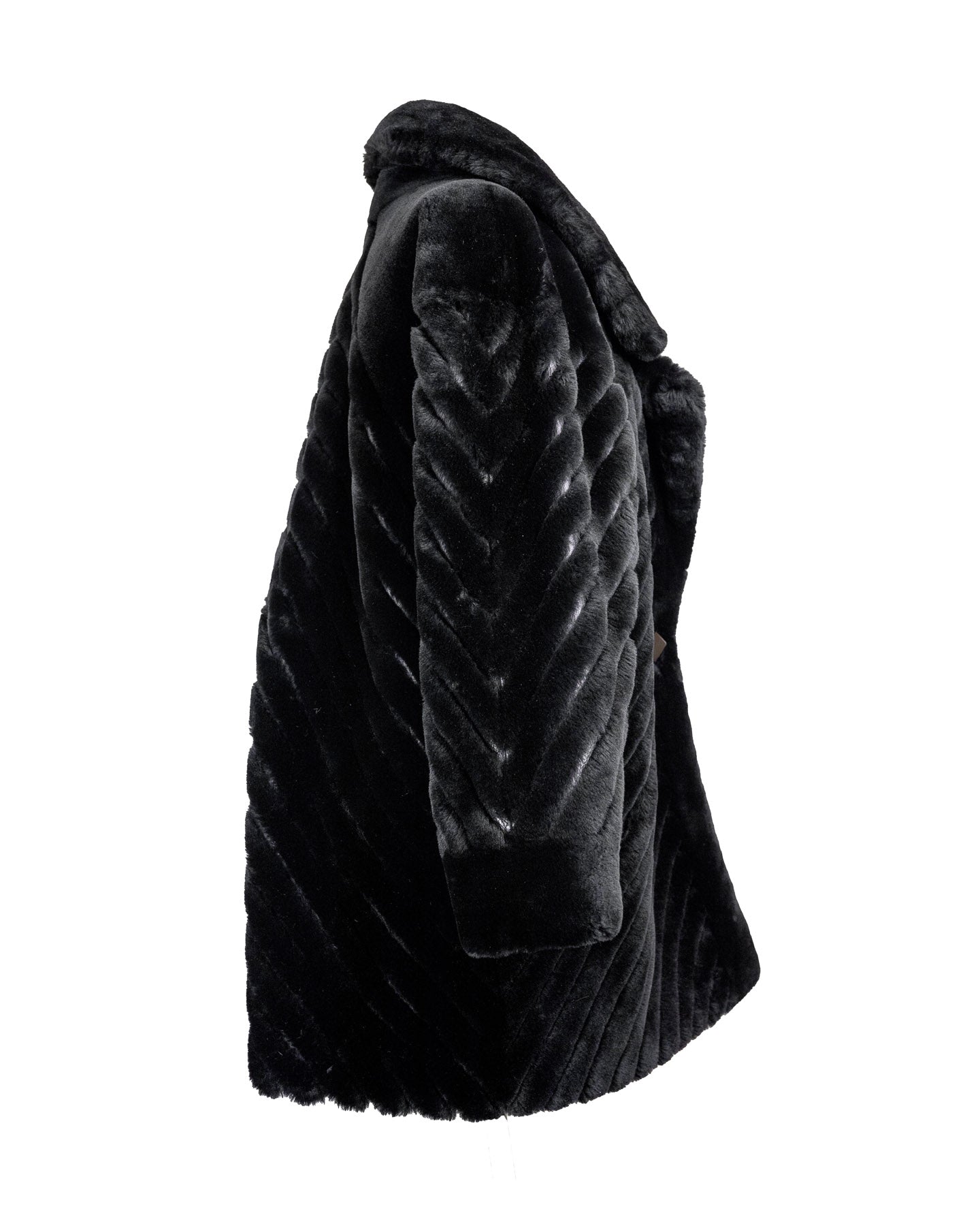 Christian Dior Manteau en fourrure et cuir vintage en noir 