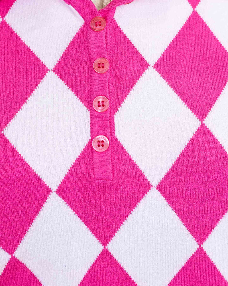 Burberry Check Pink and White Polo Shirt