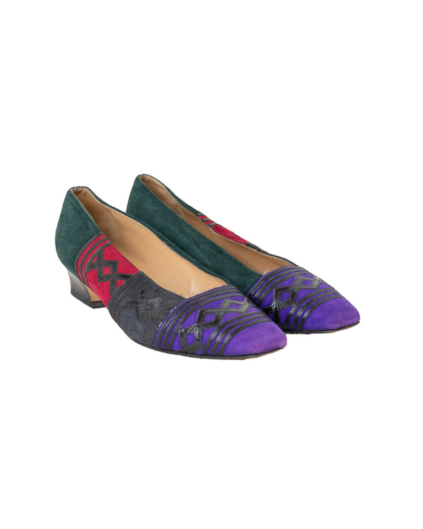 Sapatos vintage multicoloridos Bally com estampa - tamanho 37,5 