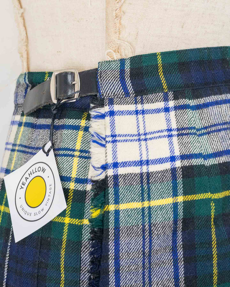 Vintage Green and Blue Kilt Skirt size 38 - Made in Scotland