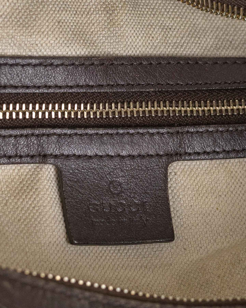 Gucci Monogram Brown Leather Hobo Shoulder Bag