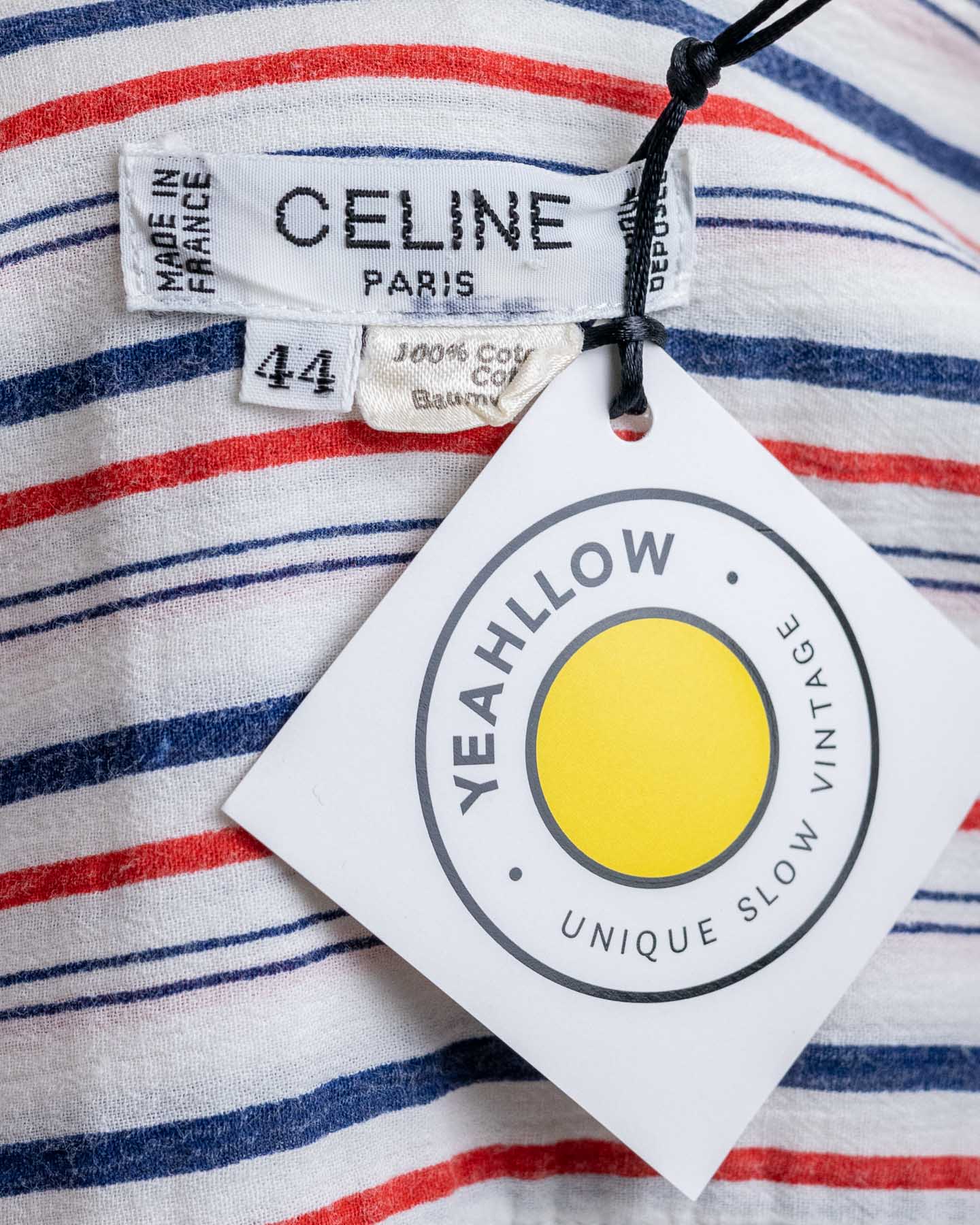 Camisa vintage listrada com logo Celine 