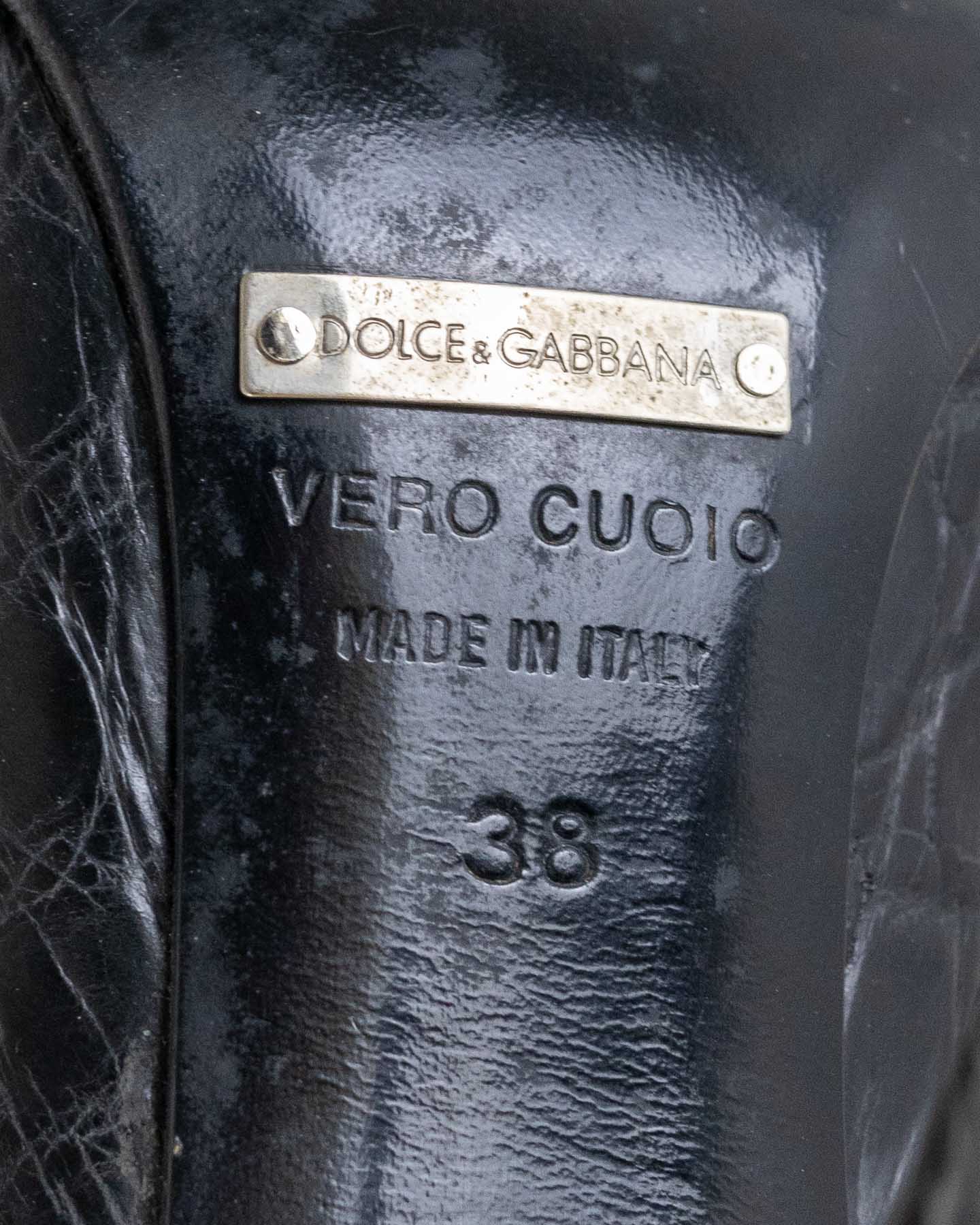 Escarpins Dolce&amp;Gabbana Crocodile Noir Avec dustbag - pointure 38 