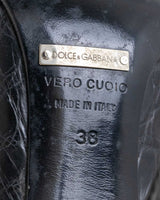 Dolce&Gabbana Crocodile Black Heels With dust bag - size 38