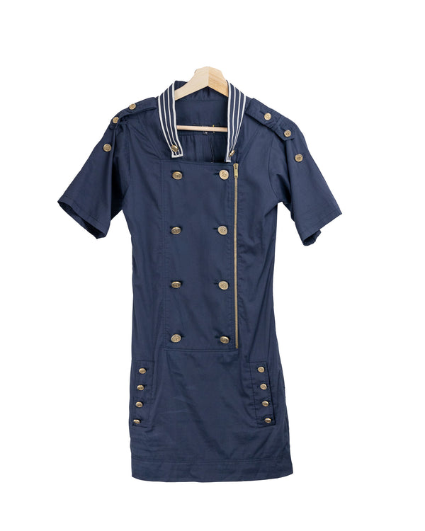 Gucci Navy Dress With Gold Buttons