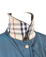 Burberry Blue Coat with Checkered Collar
