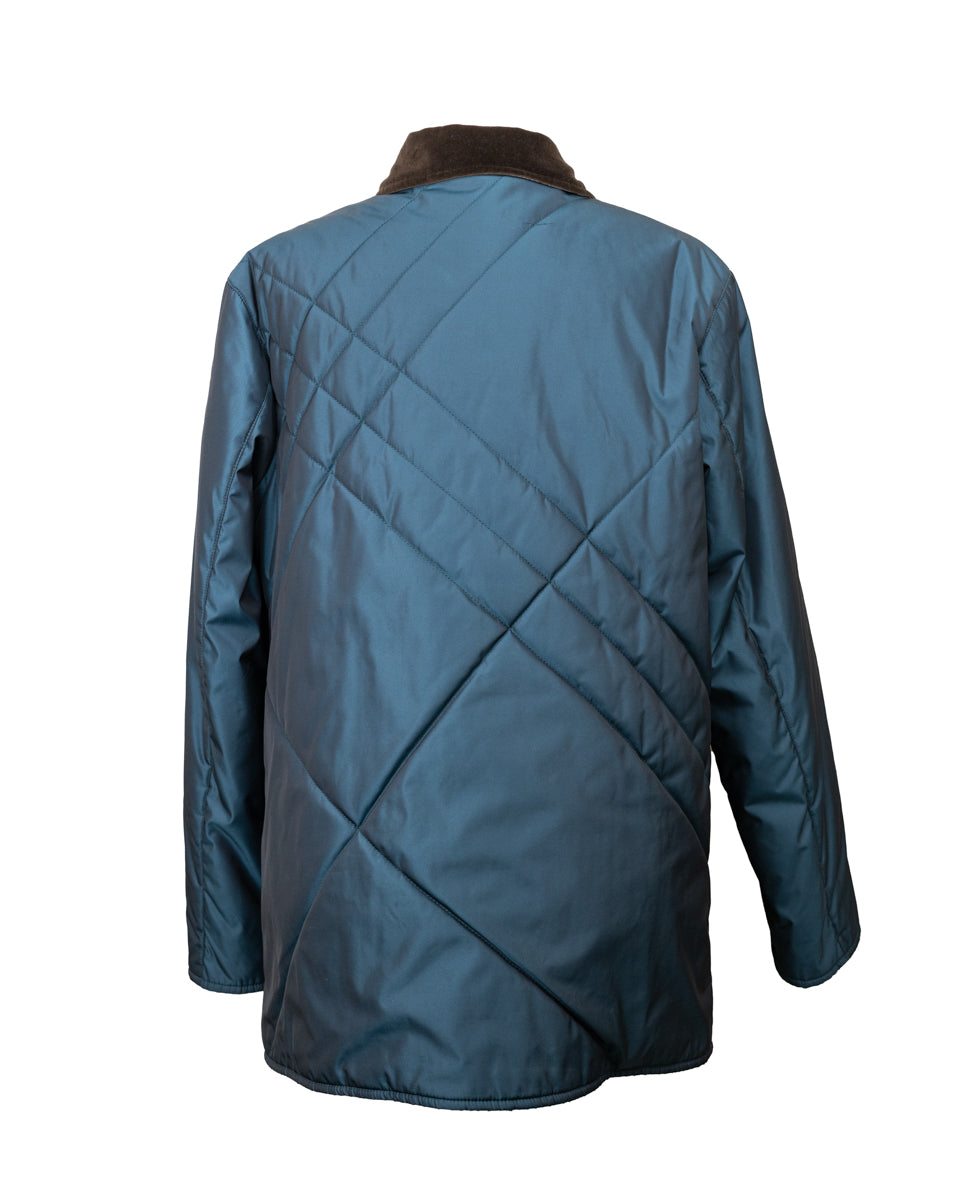 Manteau bleu Burberry avec col à carreaux