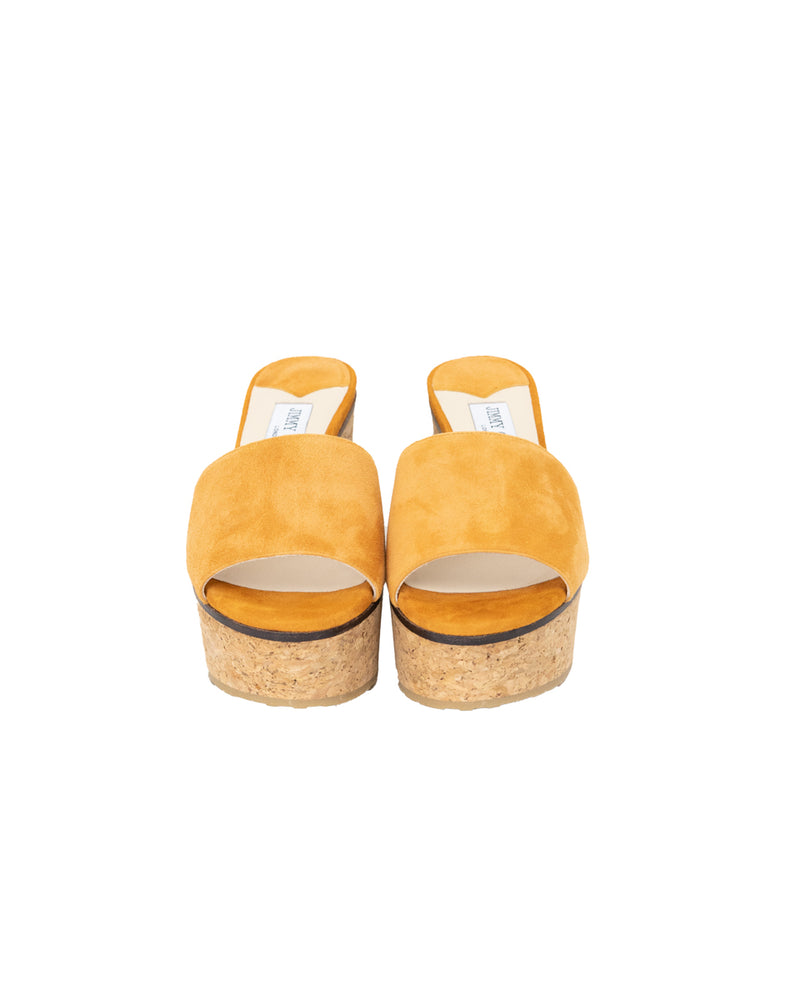 Jimmy Choo Orange Deedee 80 Wedge Shoes - size 37