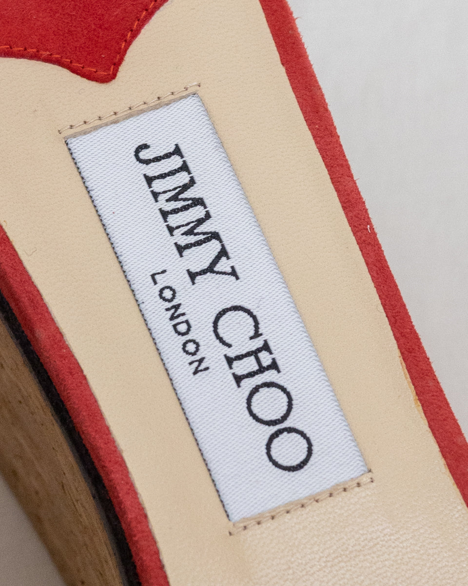 Sapatos de cunha Jimmy Choo Red Deedee 80 - tamanho 37 