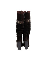 Gucci Brown Suede And Fur Boots - Size 36
