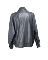 Burberry Dark Grey Leather Bomber Jacket