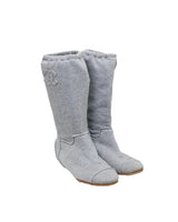 Chanel Grey Cotton Boots - Size 38.5
