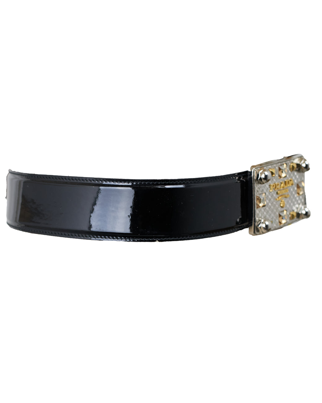 Prada Black Vinil Leather Belt - size 36