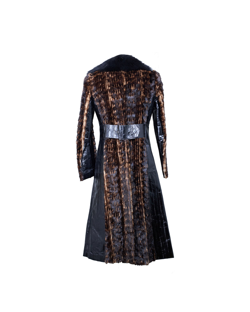 Dolce&amp;Gabbana Veste longue en fourrure de cuir vintage