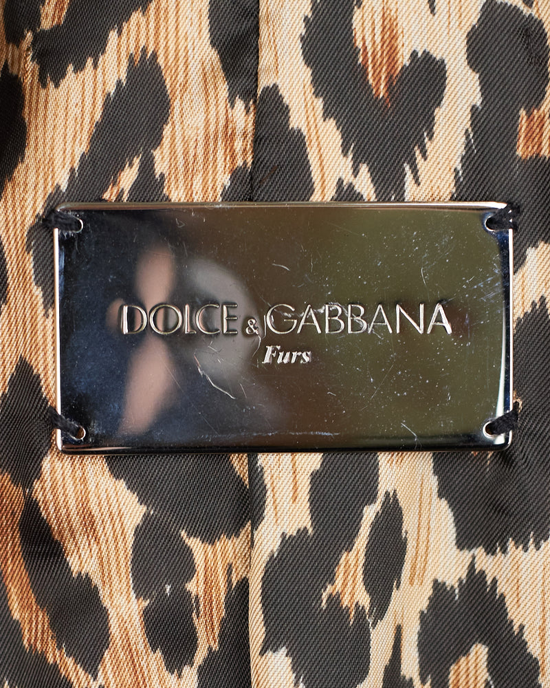Dolce&amp;Gabbana Veste longue en fourrure de cuir vintage