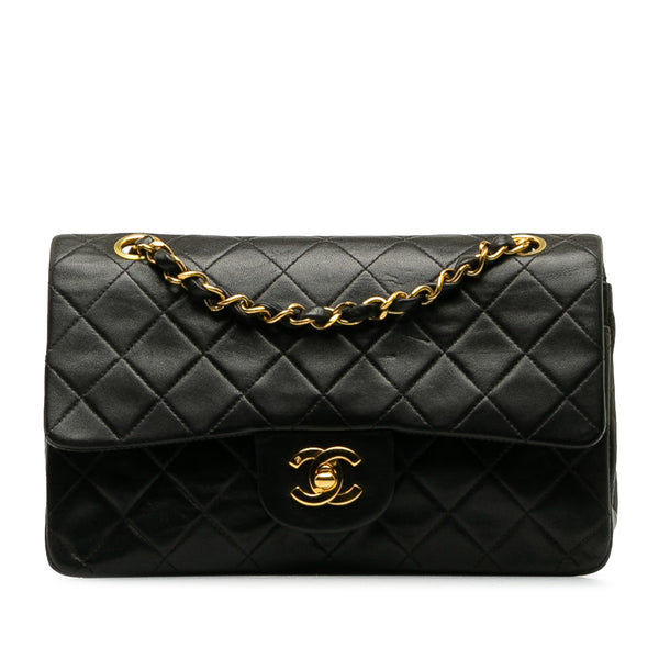 Small Classic Lambskin Double Flap Black - Yeahllow